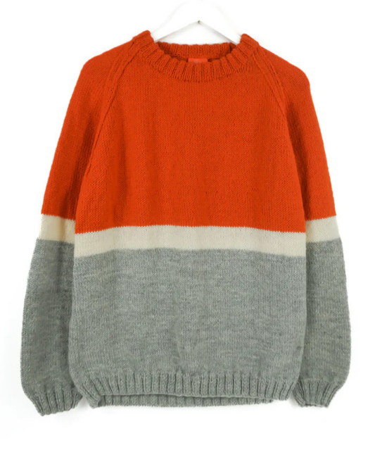 Colour Block Jumper, one-off hand-knitted jumper by Kazak Woolies