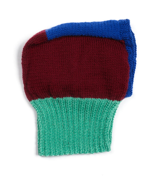 Colourblock Balaclava, one-off hand-knitted balaclava by Kazak Woolies