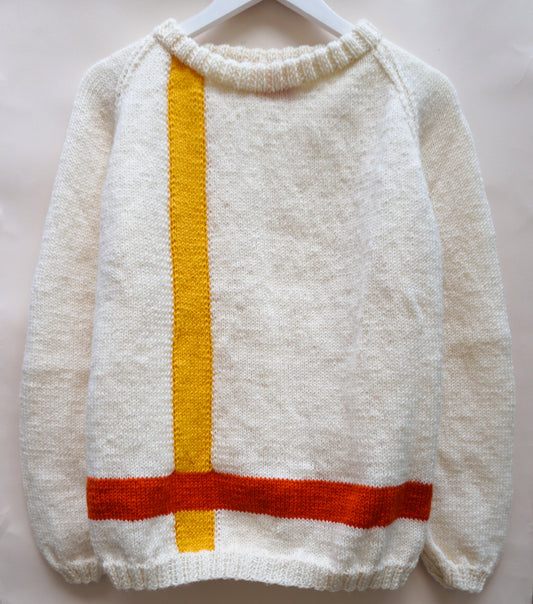 Cross Shape Jumper, one-off hand-knitted jumper by Kazak Woolies
