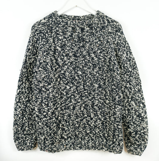Dark Navy and White Mixed Jumper, one-off hand-knitted jumper by Kazak Woolies