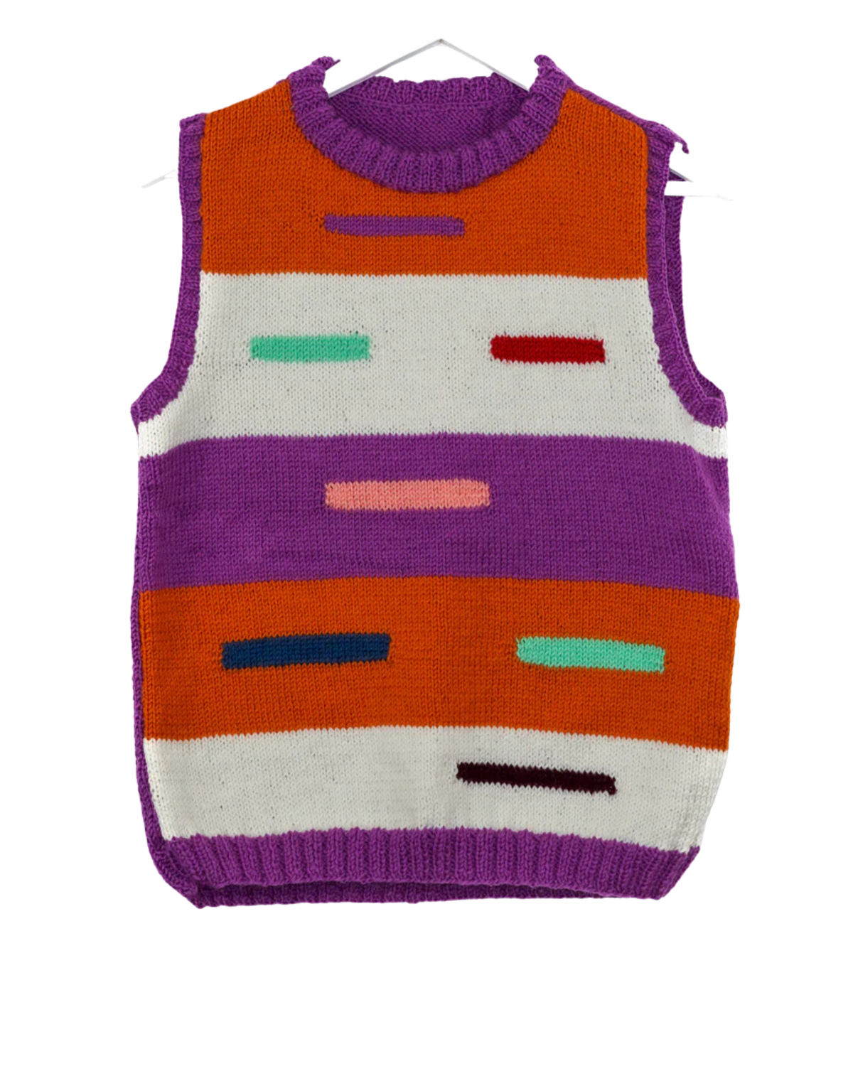 Freeform Lined Vest, one-off hand-knitted vest by Kazak Woolies