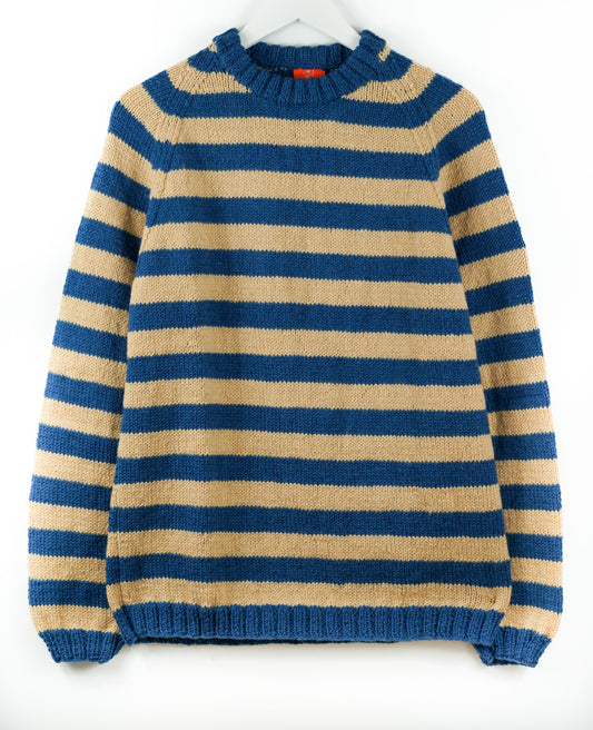 French Navy Striped Jumper, one-off hand-knitted jumper by Kazak Woolies