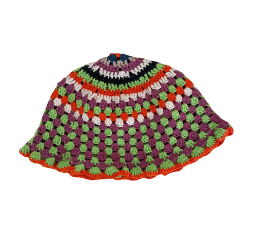 Garden Mosaic Hat, one-off hand-crocheted hat by Kazak Woolies