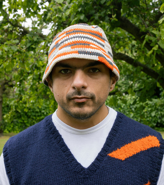 Harmony Hat, one-off hand-crocheted hat by Kazak Woolies