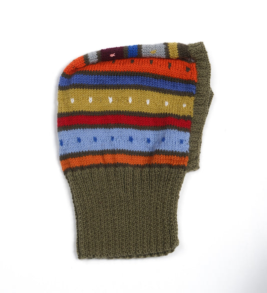 Khaki Neck Balaclava, one-off hand-knitted balaclava by Kazak Woolies