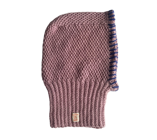Lilac Textured Balaclava, one-off hand-knitted balaclava by Kazak Woolies