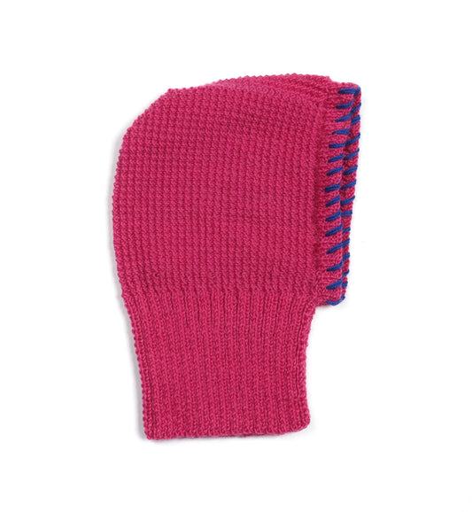 Magenta Balaclava, one-off hand-knitted balaclava by Kazak Woolies