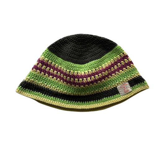 Meadow Stripe Hat, one-off hand-crocheted hat by Kazak Woolies