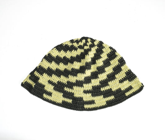 Mini Checkered Hat, one-off hand-crocheted hat by Kazak Woolies