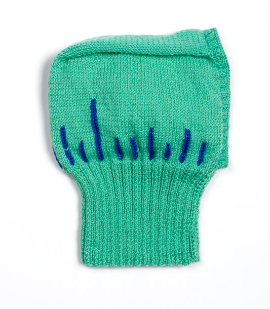 Mint Neck Balaclava, one-off hand-knitted balaclava by Kazak Woolies
