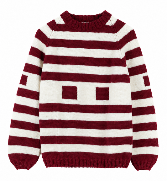 Red and White knit Jumper on a white background