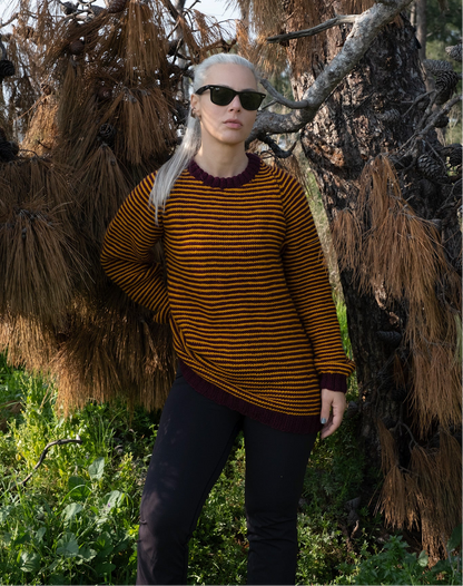 Mustard Plum Potter Jumper, one-off hand-knitted jumper by Kazak Woolies