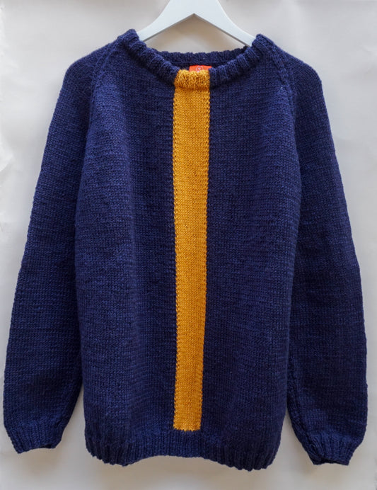 Mustard Stripe Jumper, one-off hand-knitted jumper by Kazak Woolies