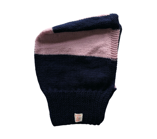 Night Fade Balaclava, one-off hand-knitted balaclava by Kazak Woolies