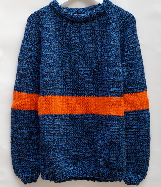 Orange Stripe Jumper, one-off hand-knitted jumper by Kazak Woolies