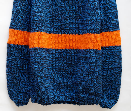 Orange Stripe Jumper, one-off hand-knitted jumper by Kazak Woolies
