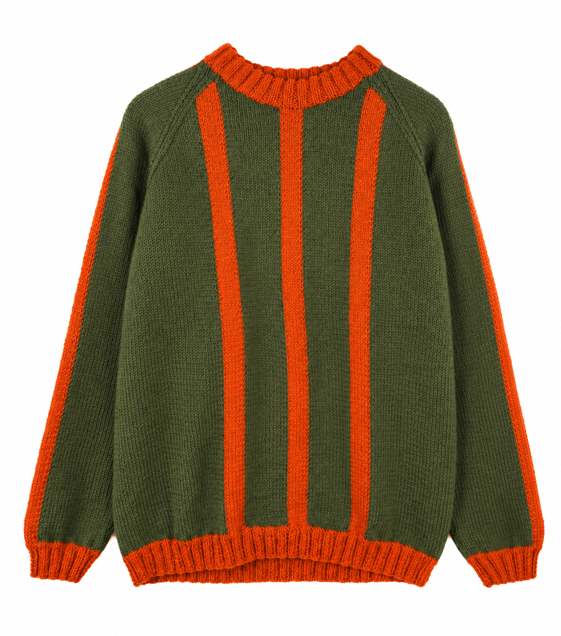 Green Orange Stripes Jumper knit jumper on a white background