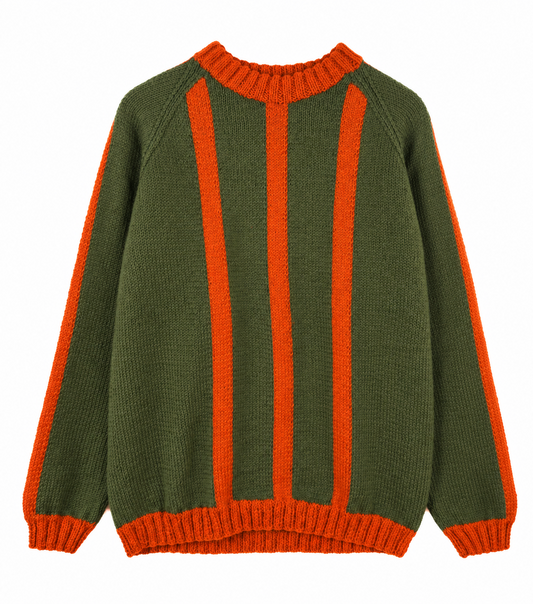 Green Orange Stripes Jumper knit jumper on a white background