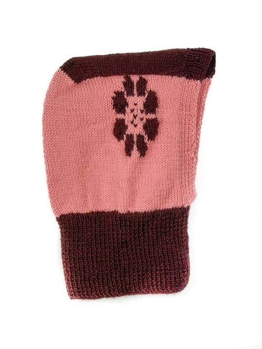 Pink Brown Balaclava, one-off hand-knitted balaclava by Kazak Woolies