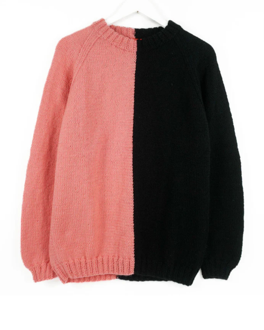 Pink Orange and Black Jumper, one-off hand-knitted jumper by Kazak Woolies