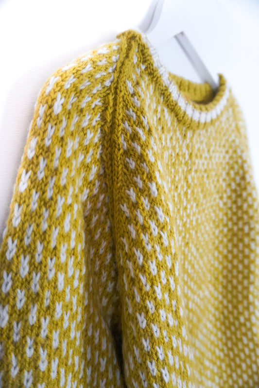 Prince's Olive Jumper, one-off hand-knitted jumper by Kazak Woolies