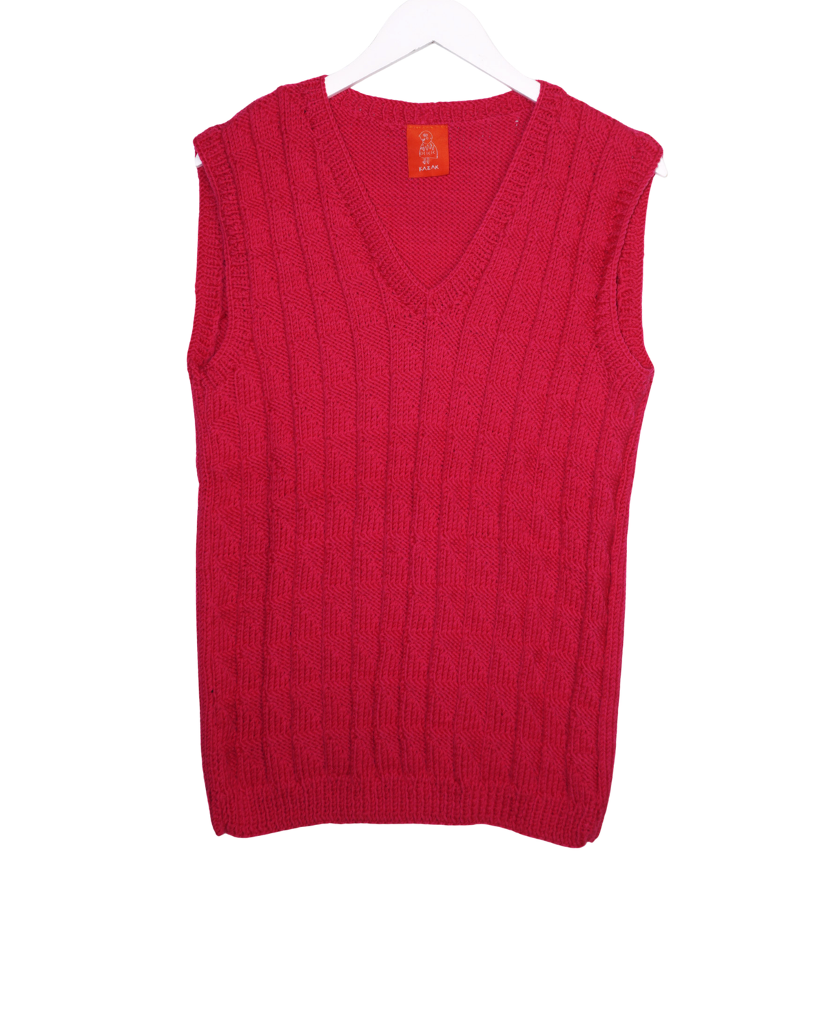Pulse Vest, one-off hand-knitted vest by Kazak Woolies
