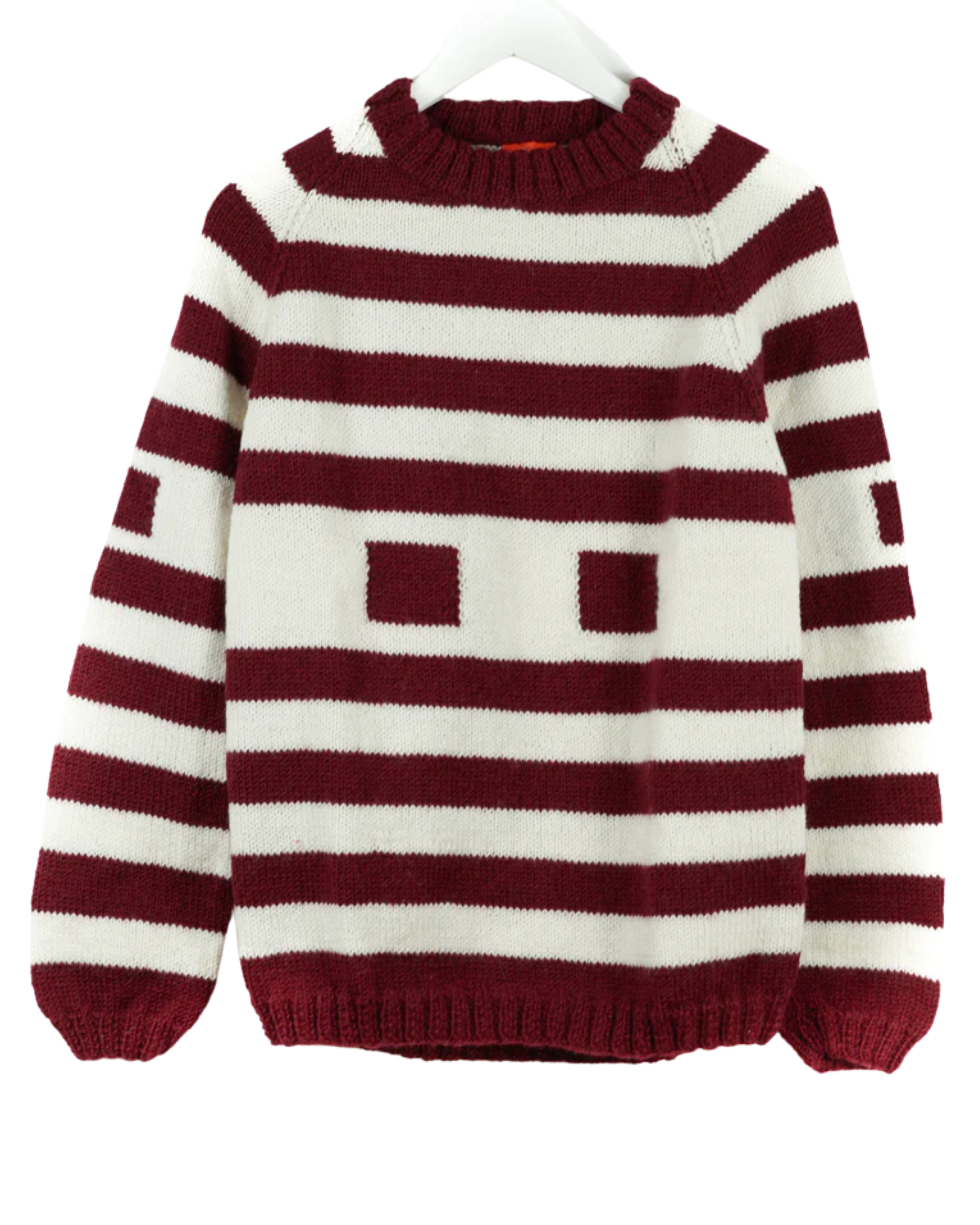 Red and white striped jumper on a white background