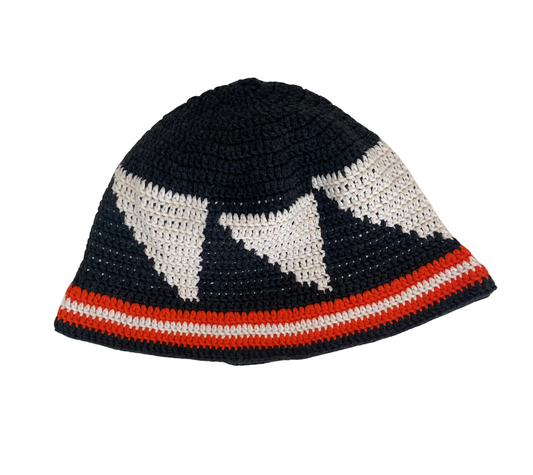 Sailor Signal Hat, one-off hand-crocheted hat by Kazak Woolies