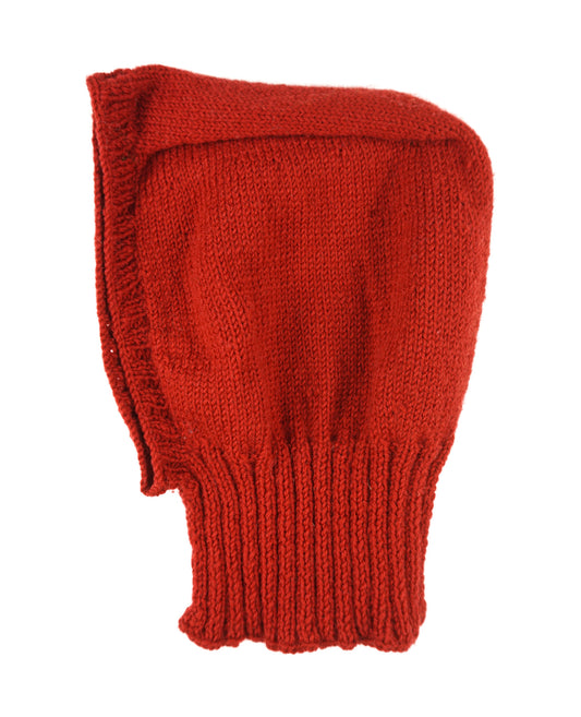 Solid Red Balaclava, one-off hand-knitted balaclava by Kazak Woolies
