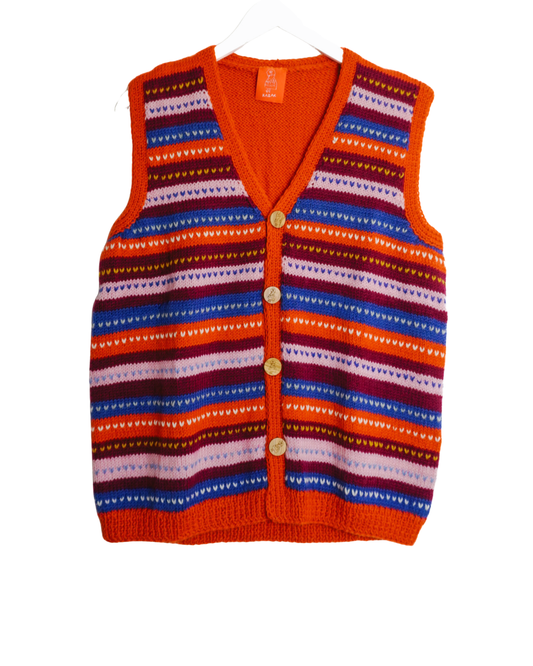 Sun Circuit Vest, one-off hand-knitted vest by Kazak Woolies