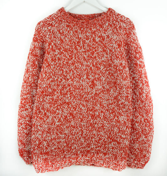 Vermilion Ivory Mixed Jumper, one-off hand-knitted jumper by Kazak Woolies