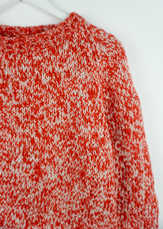 Vermilion Ivory Mixed Jumper, one-off hand-knitted jumper by Kazak Woolies