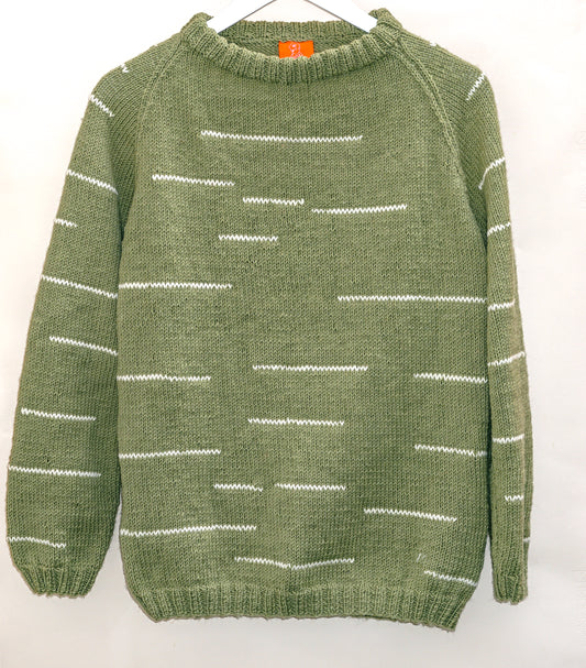 White Stripes Jumper, one-off hand-knitted jumper by Kazak Woolies